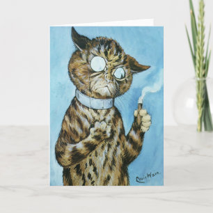 LOUIS WAIN ZIGARRE KATZE LEERE GRUßKARTE DANKESKARTE