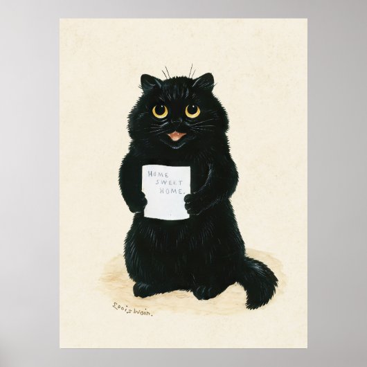 Louis Wain Zuhause Sweet Zuhause Black Kitten Funn Poster (Vorne)