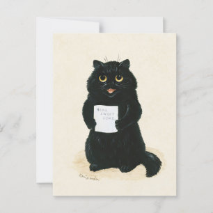 Louis Wain Zuhause Sweet Zuhause Black Kitten Funn Postkarte