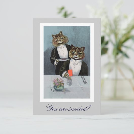 Louis Wains Katzen in Tuxedo Abendessen Einladung (Stehend Vorderseite)