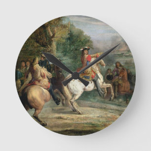 Louis XIV (1638-1715) Overseeing the Siege of a Ci Runde Wanduhr