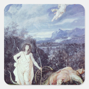 Louis XIV als Apollo, Slayer der Pythonschlange Quadratischer Aufkleber