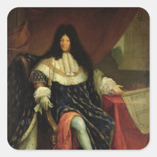 Louis XIV Holding einen Plan der Maison Royale Quadratischer Aufkleber