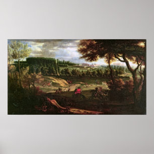 Louis XIV Hunting at Marly with a View Poster