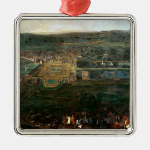 Louis XIV jagend nahe Chateau von Fontainebleau Ornament Aus Metall