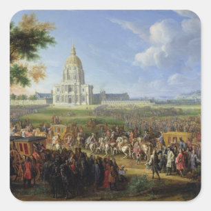 Louis XIV sein Entourage Besuch Les Invalides Quadratischer Aufkleber