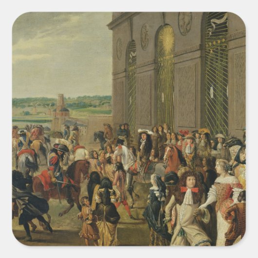 Louis XIV vor der Grotte des Thetis Quadratischer Aufkleber (Vorderseite)