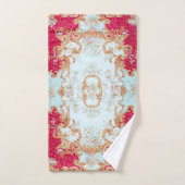 Louis XV Elegant Red Gold Gilded Floral Handtuch Badhandtuch Set (Handtuch)