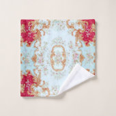 Louis XV Elegant Red Gold Gilded Floral Handtuch Badhandtuch Set (Waschlappen)