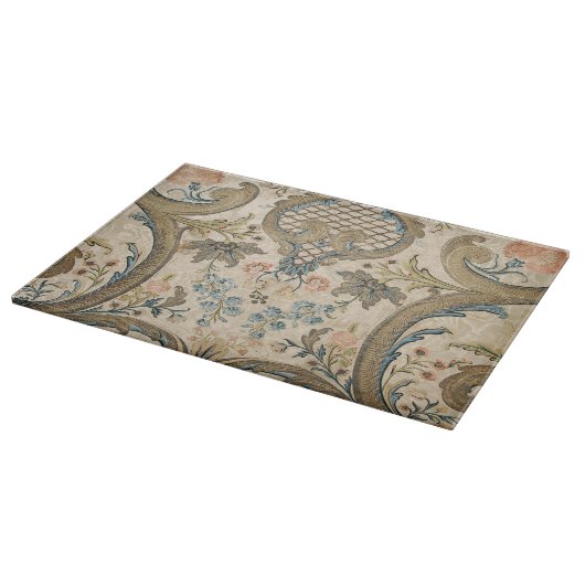 Louis XV Floral Print Glass Schneidebrett (Ecke)