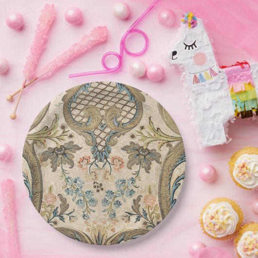 Louis XV Floral Print Paper Plate Pappteller (Party)