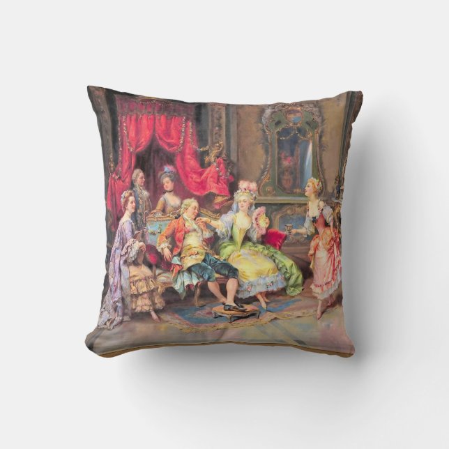 Louis XV French Colorful Motif Kissen (Vorderseite)