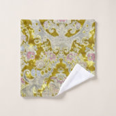 Louis XV Green und Pink Paisley Blume Badhandtuch Set (Waschlappen)