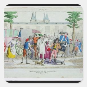 Louis XVI und seine Familie genommen zum Tempel Quadratischer Aufkleber