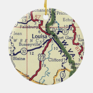 Louisa KY Vintag Map Keramik Ornament
