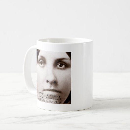 Louisa May Alcott "Segellernen" Weisheitsgeschenke Kaffeetasse (Vorderseite Links)