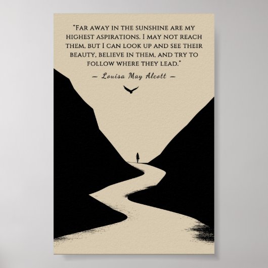 Louisa May Alcott Zitat Minimalistisch weit weg in Poster (Vorne)