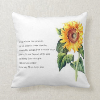 Louisa May Alcott Zitat mit Vintage-Sonnenblume Kissen