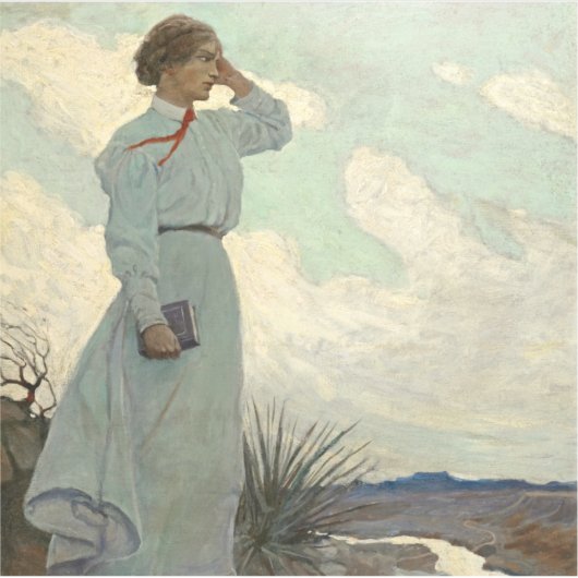 Louise auf einem der Barren Hills von N. C. Wyeth Aufkleber (Vorderseite)