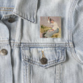 Louise, ein bretonisches Mädchen (w/c auf Papier) Button (Beispiel)