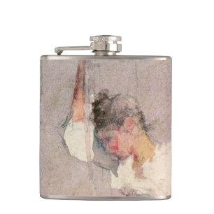 Louise, ein bretonisches Mädchen (w/c auf Papier) Flachmann