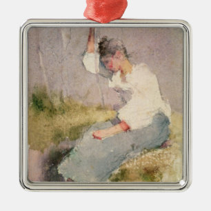 Louise, ein bretonisches Mädchen (w/c auf Papier) Ornament Aus Metall