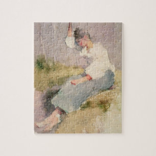 Louise, ein bretonisches Mädchen (w/c auf Papier) Puzzle