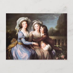 Louise Elisabeth-Marquise de Rougé mit ihren Söhne Postkarte