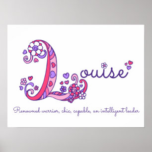 Louise Initial L Doodle Herz Kunst Namensbedeutung Poster