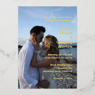 Louise Simple Foto Moderne Hochzeit Folieneinladung
