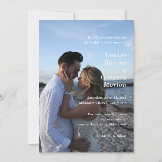 Louise Simple Foto Moderne Hochzeit Save The Date (Vorderseite)