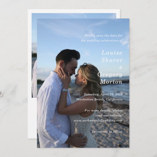 Louise Simple Foto Moderne Hochzeit Save The Date (Vorne/Hinten)