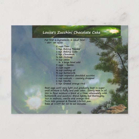 Louise's Zucchini Chocolate Cake Postcard Postkarte (Vorderseite)