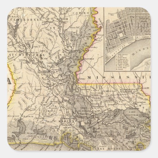 Louisiana 5 quadratischer aufkleber (Vorderseite)