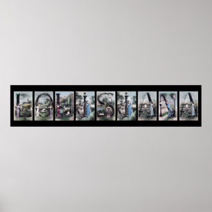 LOUISIANA Alphabet Letter Name Art Poster