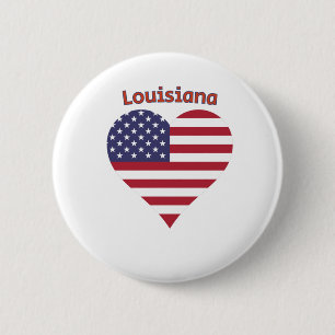 Louisiana American Flag Herz Button