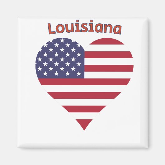 Louisiana American Flag Herz Magnet (Vorne)