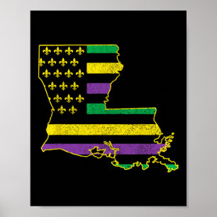 Louisiana American Flag Staaten Map Pride Nola Mar Poster