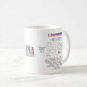 Louisiana American Staat auf der Karte und nützlic Kaffeetasse (VorderseiteRechts)