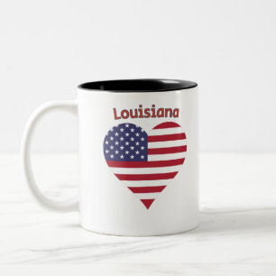 Louisiana Amerikanische Flagge Herz Zweifarbige Tasse