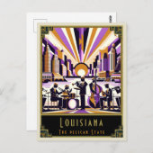 Louisiana | Art Deco Postkarte (Vorne/Hinten)