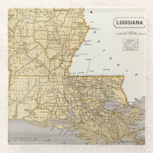 Louisiana-Atlas-Karte Glasuntersetzer (Vorderseite)