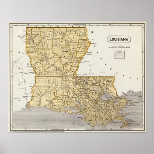Louisiana Atlas Karte Poster (Vorne)
