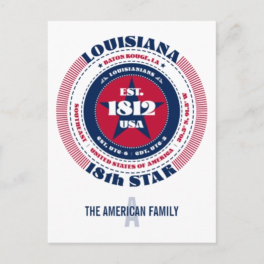 Louisiana, Baton Rouge, LA, Patriotic, Monogram Postkarte (Vorderseite)