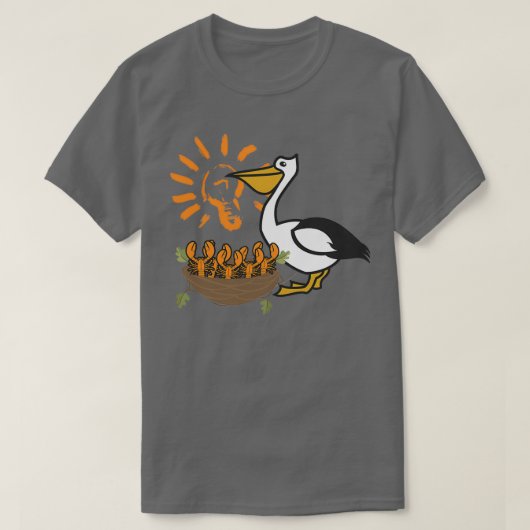 Louisiana Brown Pelican Fütternd Crawfish LA Flag T-Shirt (Design vorne)