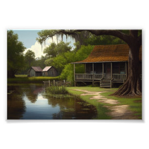 Louisiana Cabin, Louisiana Art, Cajun Culture Fotodruck