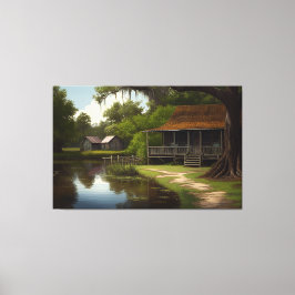 Louisiana Cabin, Louisiana Art, Cajun Culture Leinwanddruck