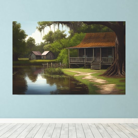 Louisiana Cabin, Louisiana Art, Cajun Culture Leinwanddruck (Insitu (Holzboden))
