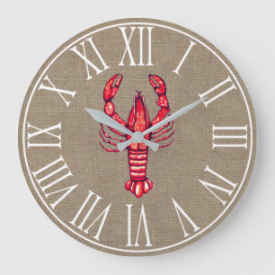 Louisiana Cajun Crawfish & Faux Burlap Große Wanduhr