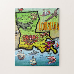 Louisiana-Cartoon-Karten-Puzzlespiel Puzzle